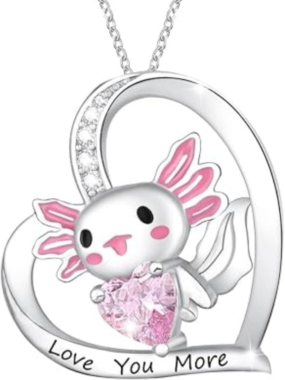 M&Ostyle Cute Axolotl Necklace Crystal Pendant Jewelry for Girls & Boys